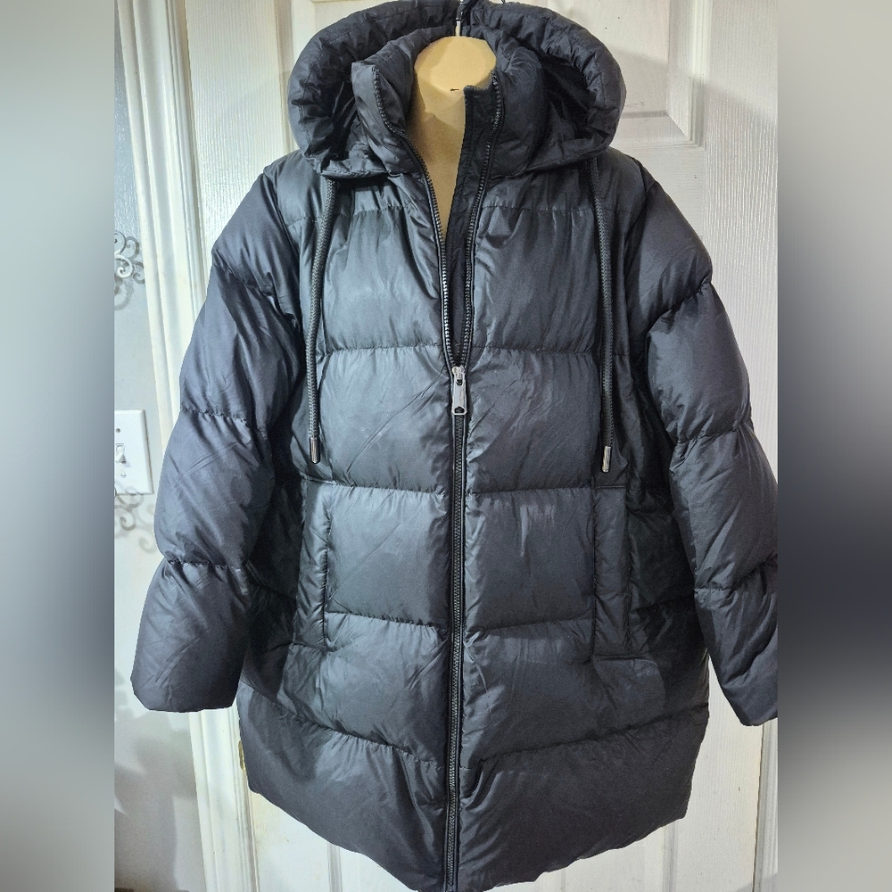 Zara Down Puffer Jacket Coat Black Small